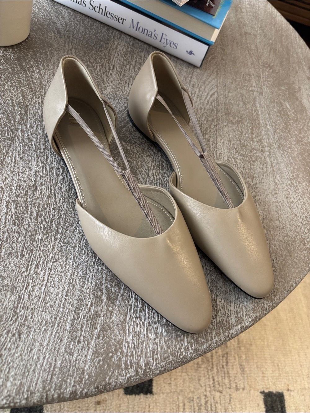 Toteme Beige Pointed D'Orsay Flats with T‑Strap